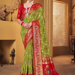 Saree Mall Green Woven Saree With Unstitched Blouse-picture-24