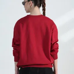 SHOWOFFFF Red Cotton Relaxed Fit Sweatshirt image 4
