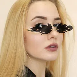 huvora Fire Flame Multicolour UV Protected Mirrored Sunglasses for Men Women Snapchat Filter Theam Stylish Party Alloy Funky Lightweight Goggles image 5