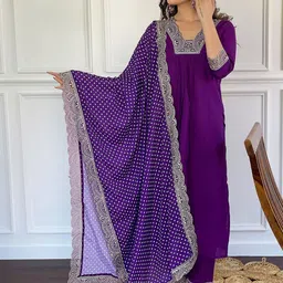 SDK FASHION Women Ethnic Motifs Regular Thread Work Kurta with Trousers & With Dupatta-picture-13