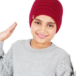 BHARATASYA Handknitted Woolen Ear Warmer Headband - Maroon-picture-21