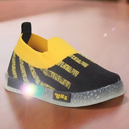 Lil Lollipop Mesh Detailed Colour Blocked Slip On LED Shoes - Black-picture-43