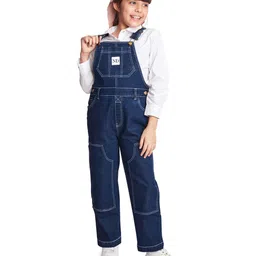 Olele Raw Cotton Denim Sleeveless ND Patch Detailed Carpenter Style Dungaree - Blue-picture-39