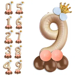 decor mantra Decormantra 9 Nine 32 Inch Number Foil Balloon For 9th Birthday Decoration Kit Items -Pack of 14-BEIGE-picture-21