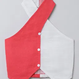 Taffykids 100% Linen Sleeveless Colour Blocked Crop Top - White & Coral-picture-21