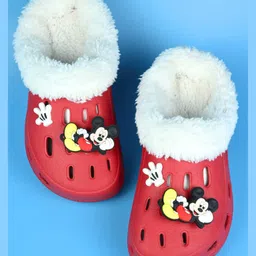Yellow Bee Disney Featuring Mickey Mouse Applique Detailed Perforated Plush Line Detailed Clogs - Red-picture-14