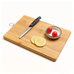 Kuber Industries Cutting BoardWooden Slicing & Kitchen Chopping Board with Steel Hook for Hanging Fruits,Vegetables Brown image 2