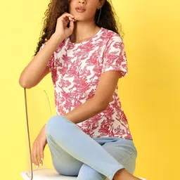 V-Mart Women Floral Printed Round Neck T-shirt-image-34