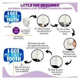 Zyozi First Tooth Decoration Combo For Boy - Banner, Photo Booth & Rice Light Blue and White  Pack Of 18 image 3