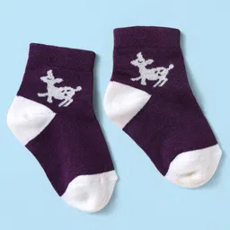 Cute Walk by Babyhug Knit Antibacterial Ankle Length Socks With Polka Dots & Animal Design Pack Of 5 - Multicolour image 3