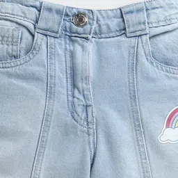Barbie by Tiny Girl Denim Rainbow Printed Mild Washed Jeans - Light Blue image 4