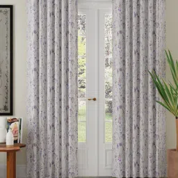 ROSARA HOME Purple and White 2 Pieces Floral Printed Room Darkening Door Curtains-image-72
