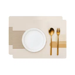 Myntra Elegant Homes 2Pcs Beige & Brown Patterned Waterproof Anti-Slip Table Placemats-picture-11