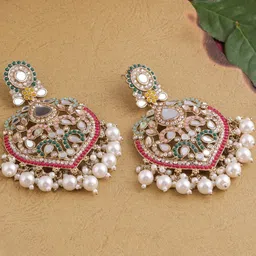 VATSALYA creation Gold-Plated Alloy Artificial Stones Earrings image 2