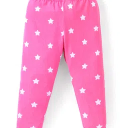 Babyhug Cotton Lycra Leggings With Stars & Text Print Pack Of 2 - Light Blue & Pink image 4
