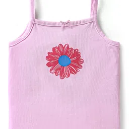 Babyoye Cotton Elastane Knit Sleeveless Slip With Floral Print Pack Of 3 - Purple Yellow & Pink image 4