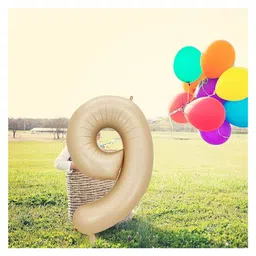 decor mantra Decormantra 9 Nine 32 Inch Number Foil Balloon For 9th Birthday Decoration Kit Items -Pack of 14-BEIGE image 4