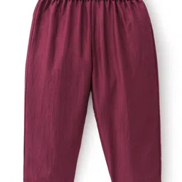 Babyoye Woven Full Sleeves Floral Embroidered Kurta Dhoti Set - Dark Red image 5