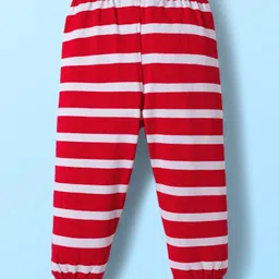 Babyhug Disney Single Jersey Knit Full Sleeves Night Suit With Winnie The Pooh Graphics - White & Red image 5