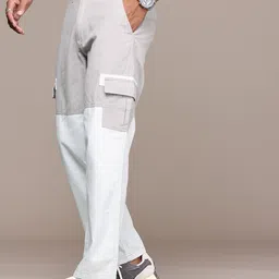 The Roadster Life Co. Men Colourblocked Relaxed Fit Pure Cotton Cargos Trousers-picture-46