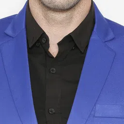 Wintage Men Blue Solid Tailored Fit Single-Breasted Formal Blazer image 4