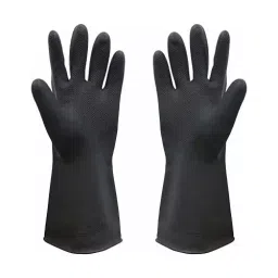 Laxmisafe Safety Hand Gloves High-Quality Natural Rubber Textured Grip Chemical Resistant Black Free Size (Pack of 600 Pair)-picture-11