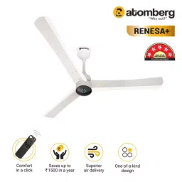 Atomberg Renesa+ Pearl White 1200 mm 3 Blades Ceiling Fan with Remote MSNV5OOLM4M056 image 2