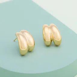 Kushal's Fashion Jewellery Gold-Plated Contemporary Studs Earrings-picture-56