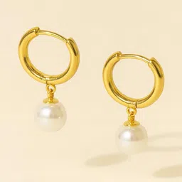 October 22 Gold-Plated Sterling Silver Spherical Artificial Beaded Drop Earrings-picture-30