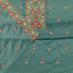 Koskii Floral Embroidered Sequinned Unstitched Dress Material image 2