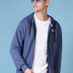 V-Mart Men Typography Printed Front-Open Hooded Sweatshirt-image-88