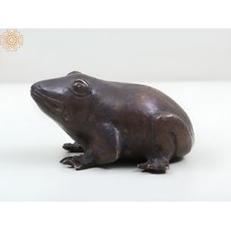 Exotic India Brown Frog Brass Figurine Showpiece-picture-7