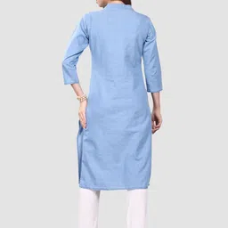 SK Creation Striped Printed Denim Straight Kurta image 5