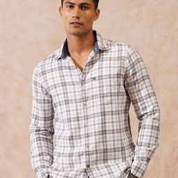 WROGN Men Comfort Slim Fit Tartan Checks Pure Cotton Shirt-picture-16