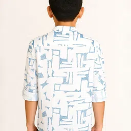 CHARCHIT Boys Comfort Regular Fit Abstract Printed Mandarin Collar Cotton Casual Shirt image 2