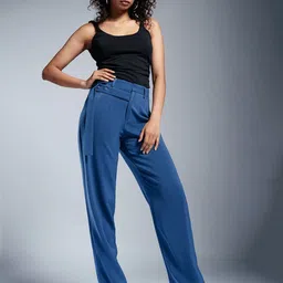 FREAKINS Women Relaxed Straight Leg Straight Fit High-Rise Trousers-picture-28