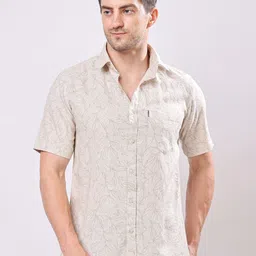 Stylox Men Floral Printed Spread Collar Cotton Casual Shirt-image-3