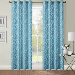 UrbanArts Blue Set of 2 Floral Room Darkening Door Curtain-image-28