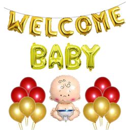 Bubble Trouble Foil Baby Boy Foil Balloons Red Golden Metallic Balloons Decoration Set for Baby Shower Mom To Be Baby Birthday - Pack of 33-picture-49