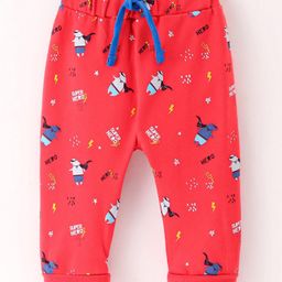 CUCUMBER Interlock Knit Full Length Lounge Pant with Animal Print - Red-picture-41