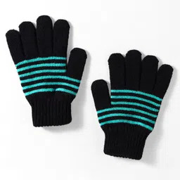 Model Knitted Striped Gloves - Black-picture-25