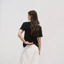 MANGO V-Neck Drop-Shoulder Sleeves Relaxed Pure Cotton T-shirt image 3