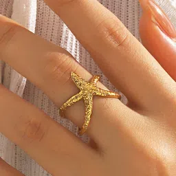 Designs & You Stainless Steel Gold-Plated Adjustable Finger Ring-picture-29