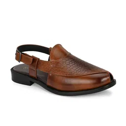 House of Pataudi Men Textured Ethnic Mules image 5