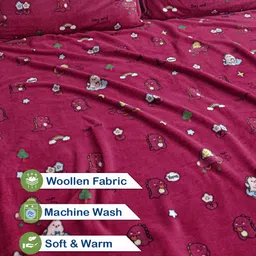 Myntra Elegant Homes Pink & White Printed Woollen 300 TC King Bedsheet Set 2.5 m x 2.25 m image 4