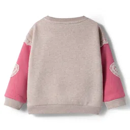 ToffyHouse Knitted Full Sleeves Winter Wear Suit with Animal Embroidery - Pink & Beige image 3