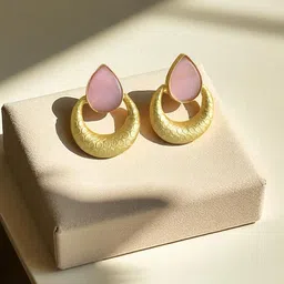 TISHUL JEWELS Gold-Plated Crystal Studded Drop Earrings-picture-33