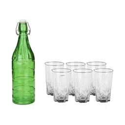 1ST TIME Green & Transparent Glass Solid Water Bottle-picture-12