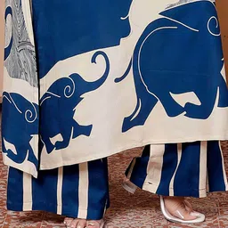 NAVYAAZRI Women Ethnic Motifs Printed Regular Thread Work Pure Cotton Kurta with Palazzos image 2