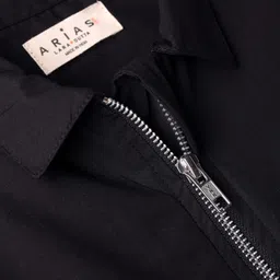 arias by lara dutta Arias 100% Cotton Woven Full Sleeves Front Open Oversized Shirt with Piping Detailing - Black image 4